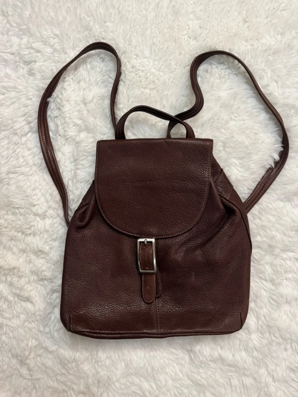 Tignanello Chocolate Brown Pebbled Leather Backpack